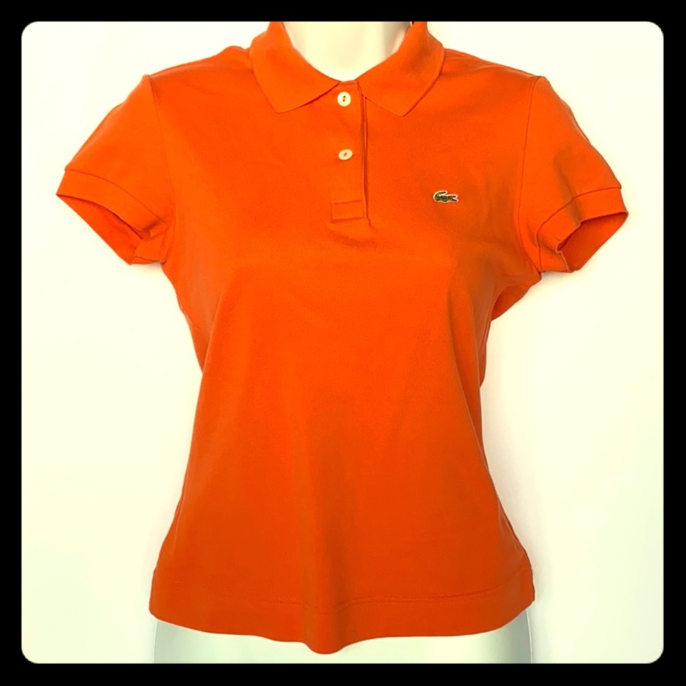 Lacoste Stretch Cotton Piqué Polo in Orange 🧡